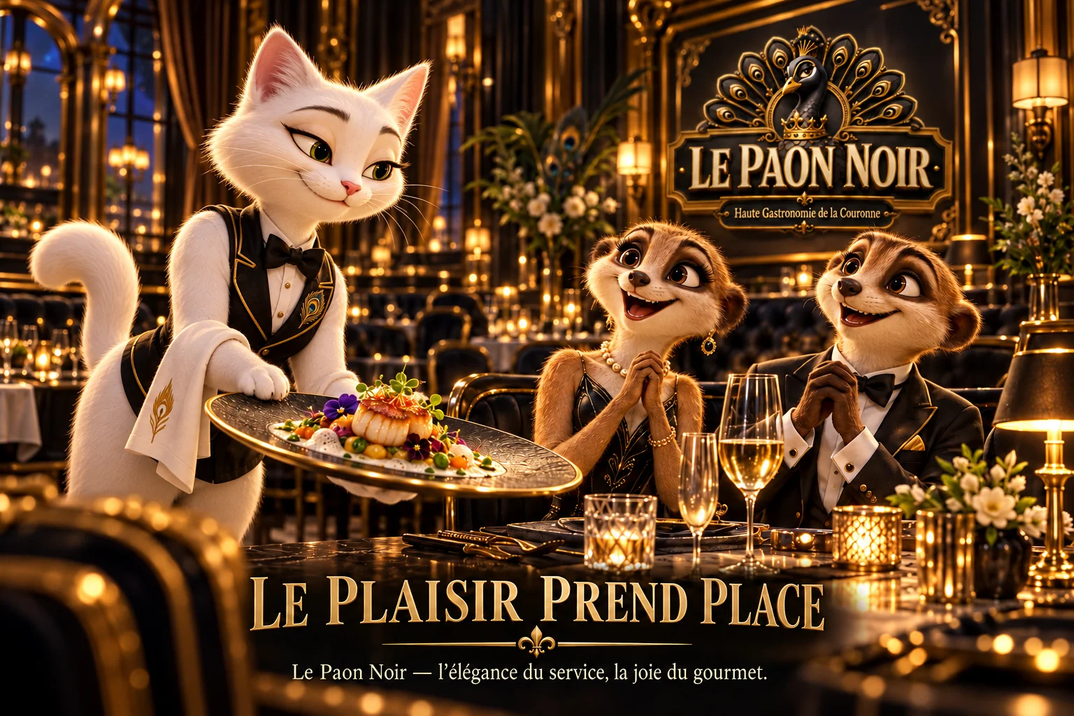 Publicité Le Paon Noir : Service gastronomique