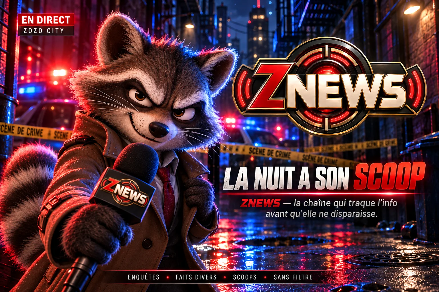 Publicité Z NEWS : Reportage nocturne à ZOZO CITY