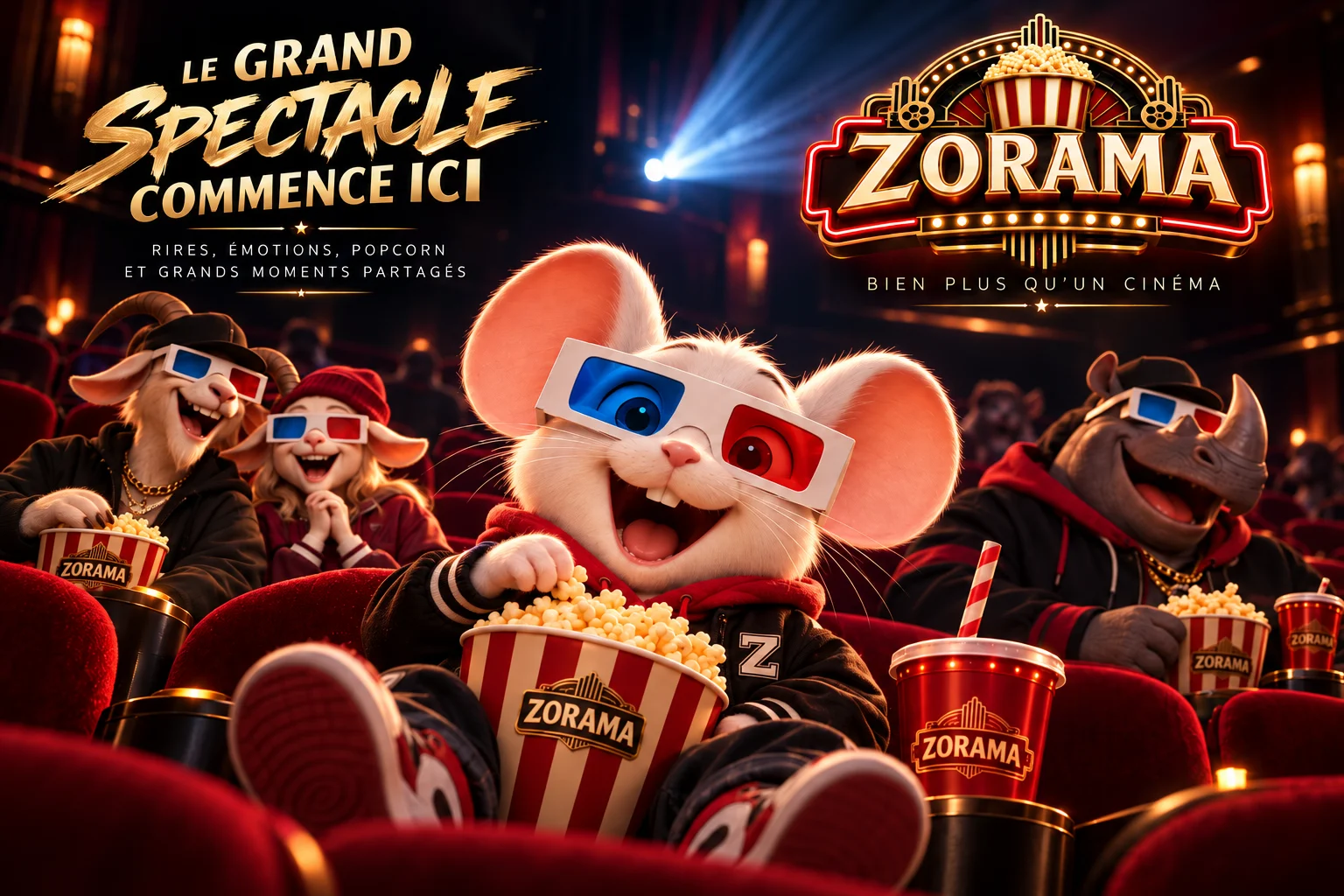 Publicité Zorama : Cinéma 3D et popcorn