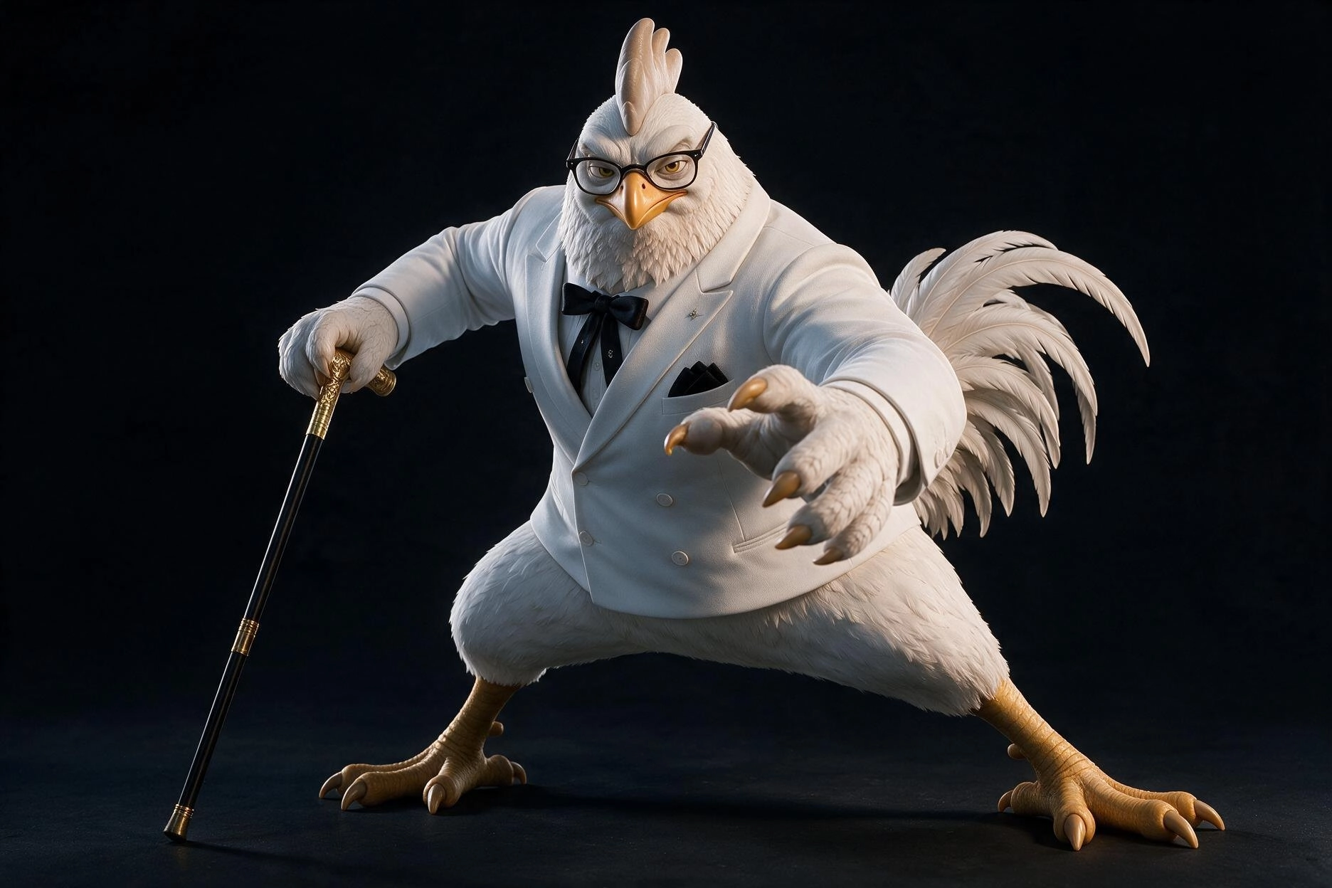 COLONEL FRIED SHIKEN en posture d’action avec sa canne