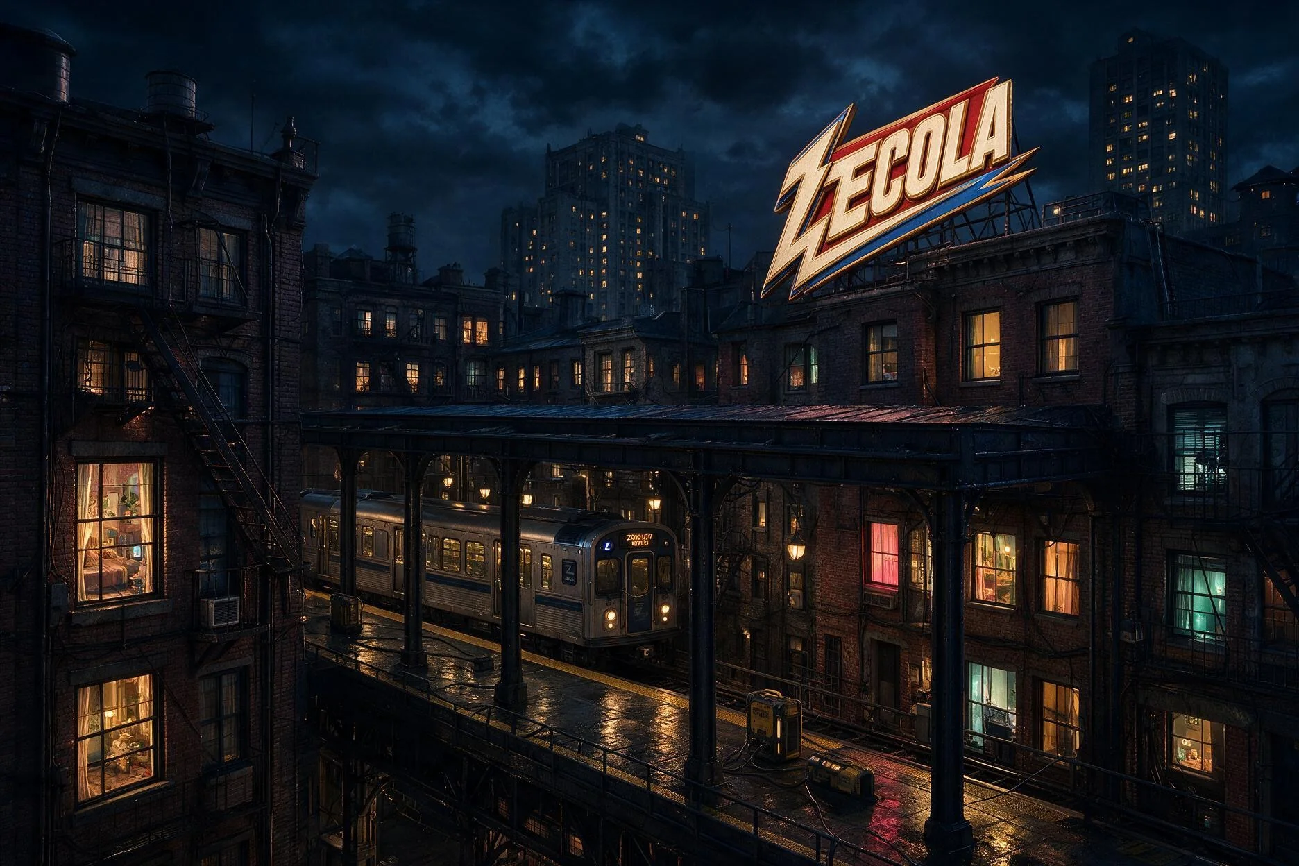 Le métro aérien sous l’enseigne Zecola dans La Grande Faille