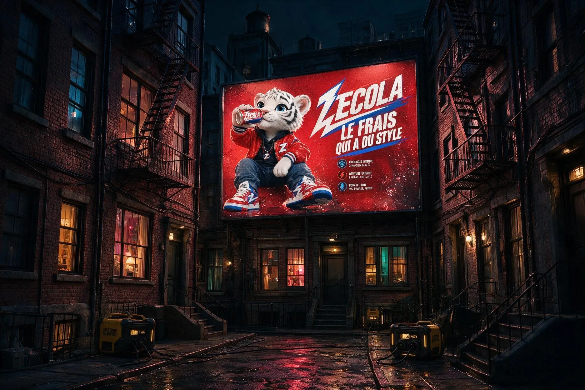 Une publicité Zecola dans une cour intérieure de La Grande Faille